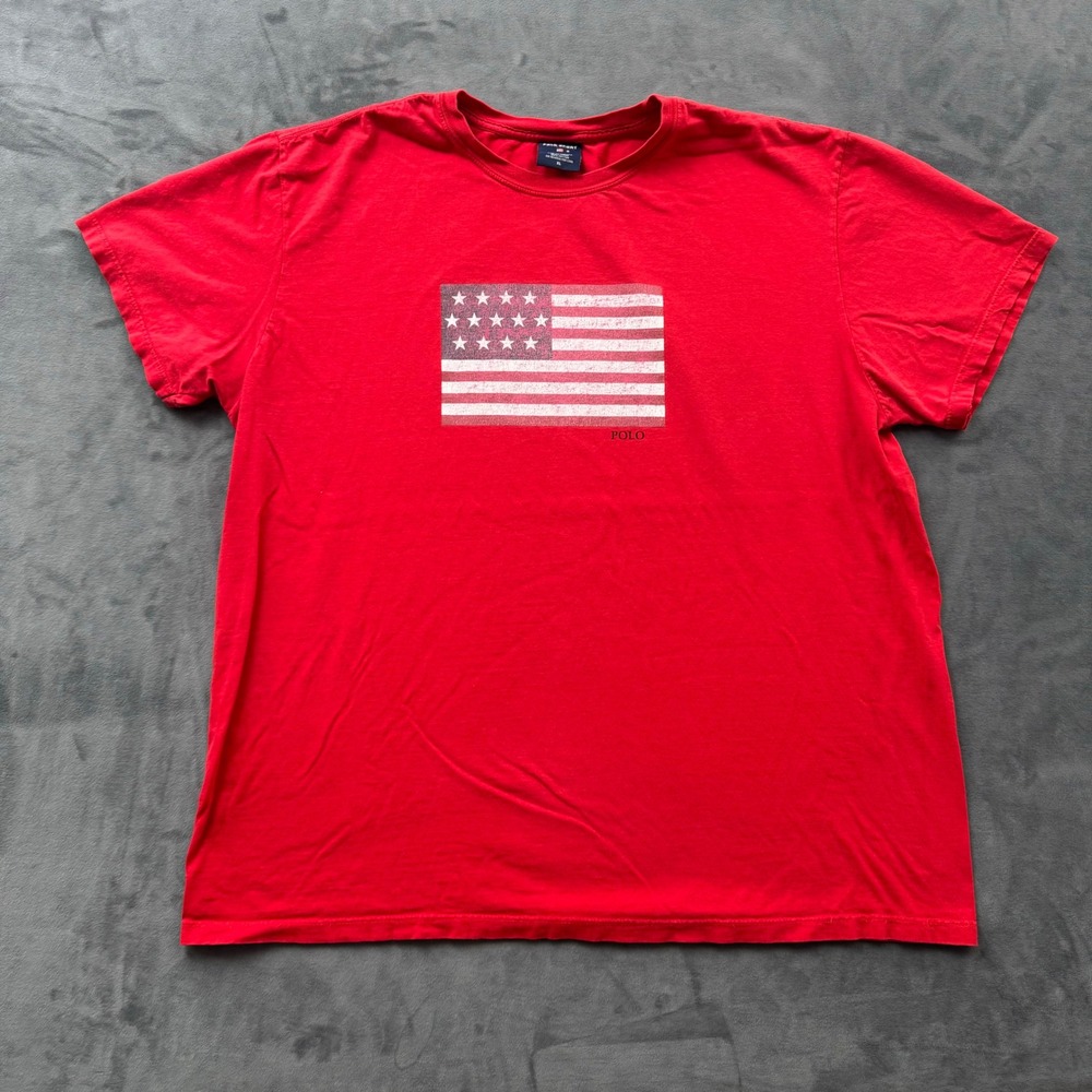 Polo Sport Ralph Lauren Red American Flag Graphic T-Shirt Mens XL